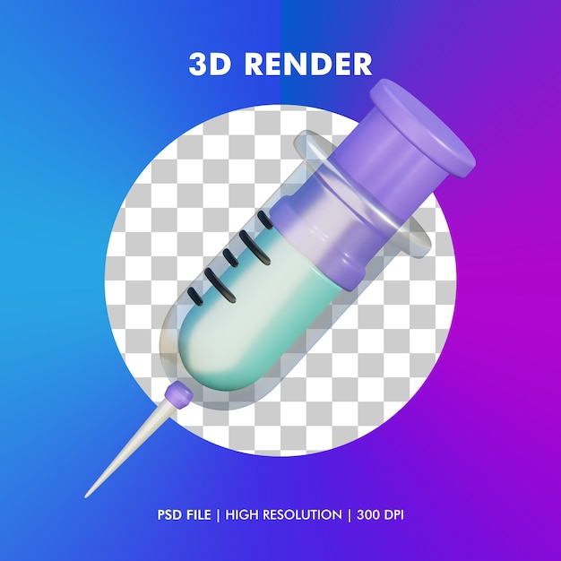 PSD ilustração de seringa 3d isolada