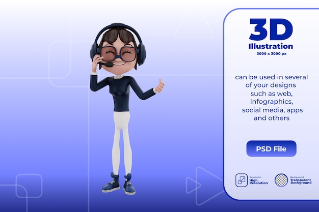Ilustração de serviço ao cliente de personagem 3d