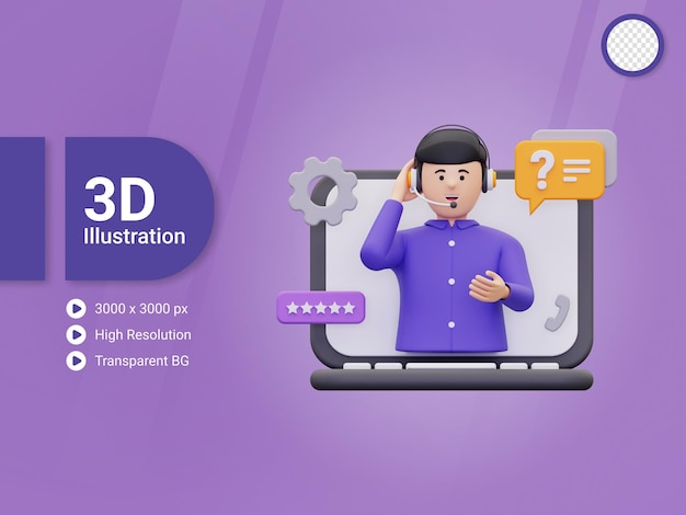 Ilustração de serviço técnico on-line 3d