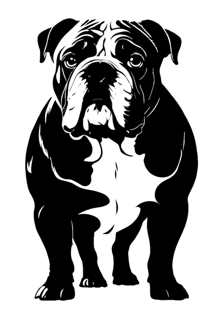 PSD ilustração de silhueta de bulldog inglês pet natureza