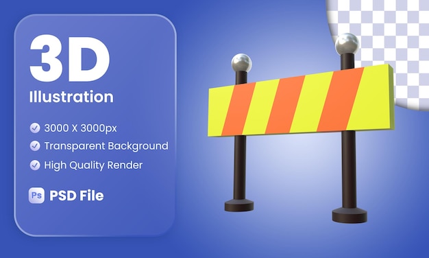 PSD ilustração de sinal de aviso de construção 3d