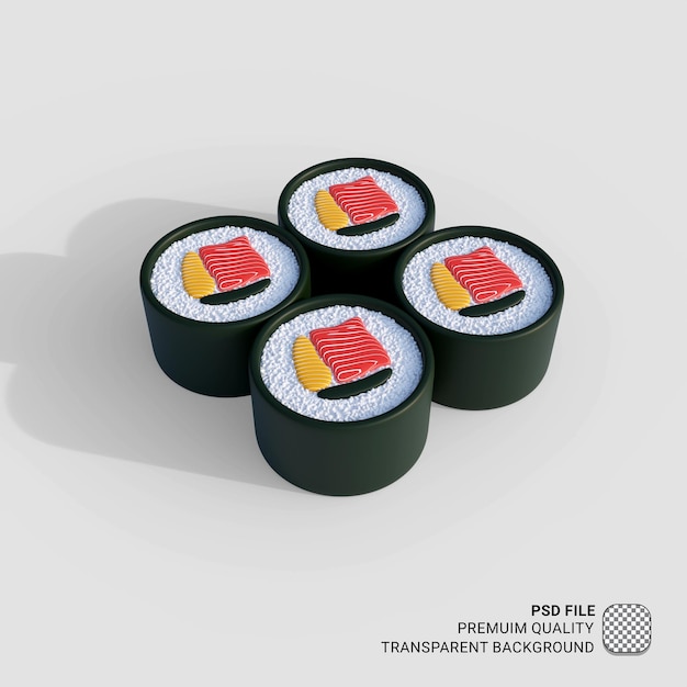 PSD ilustração de sushi de comida asiática de ícone 3d