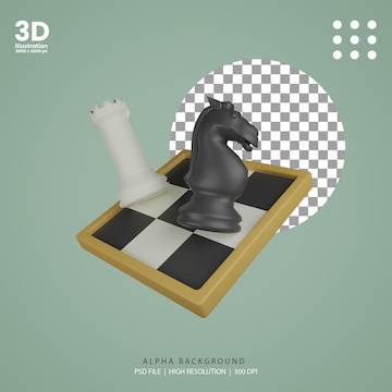 tabuleiro de Xadrez 3D Render Reis se encarando Stock Photo