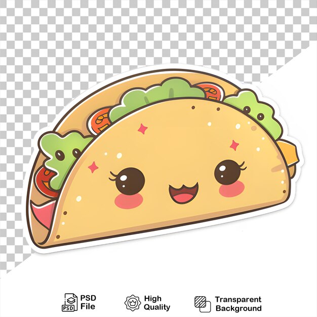 PSD ilustração de tacos bonitos estilo de desenho animado em fundo transparente