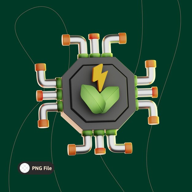 PSD ilustração de tecnologia verde e ecologia 3d