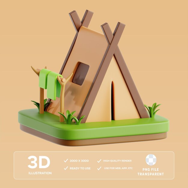 Ilustração de tenda 3D PSD