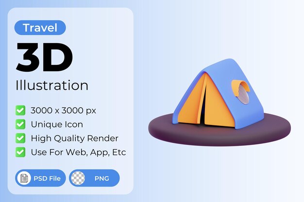 Ilustração de tenda 3d