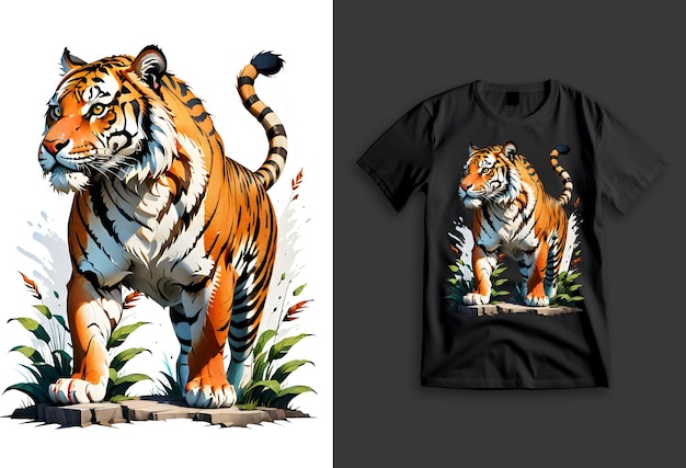 PSD ilustração de tigre para t-shirt design clipart adesivo dtf
