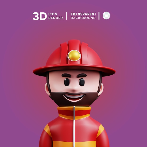 PSD ilustração de um bombeiro em 3d