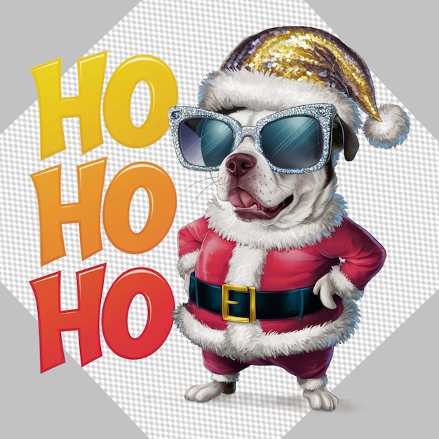 Ilustração de um cão de Natal engraçado e elegante Clipart transparente
