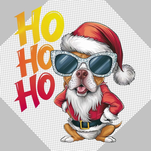 Ilustração de um cão de Natal engraçado e elegante Clipart transparente