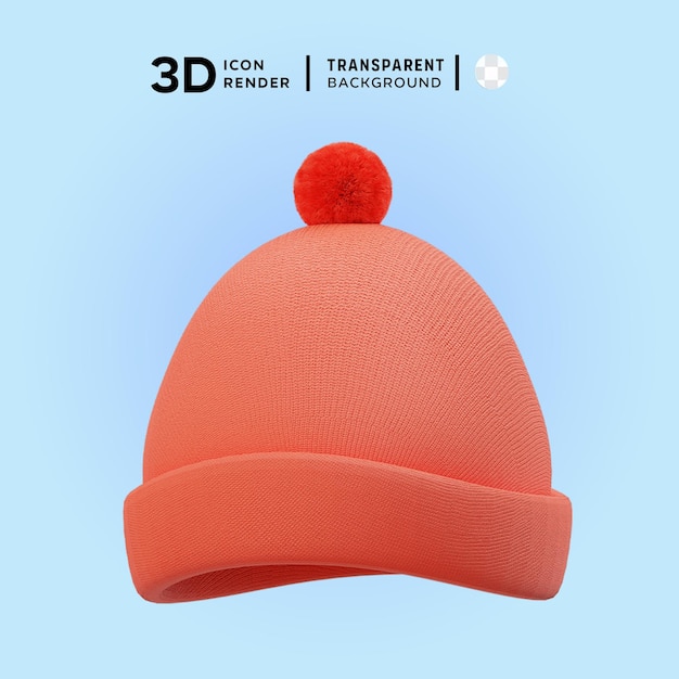 PSD ilustração de um chapéu de inverno com ícone 3d