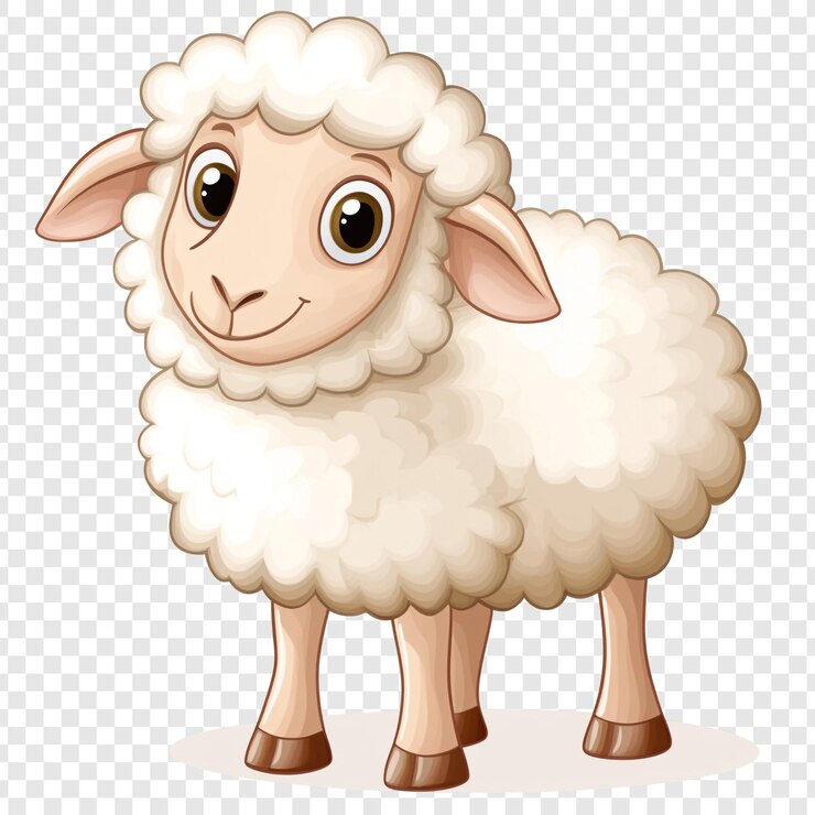 PSD ilustração de um cordeiro de desenho animado adorável