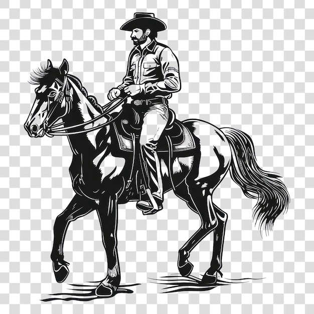 Ilustração de um cowboy montando um cavalo