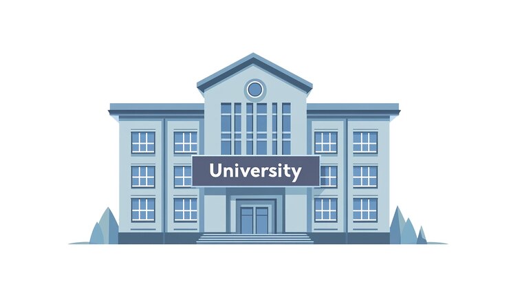 PSD ilustração de um edifício universitário com uma fachada e entrada