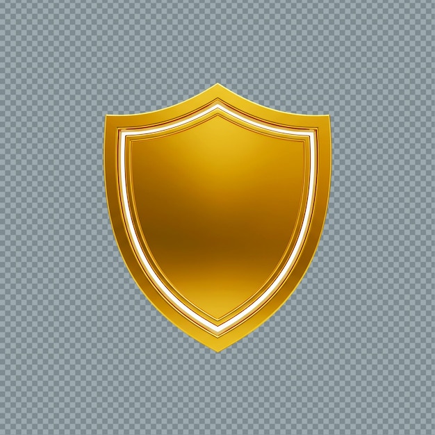 Ilustração de um escudo dourado com acabamento branco em um fundo transparente png