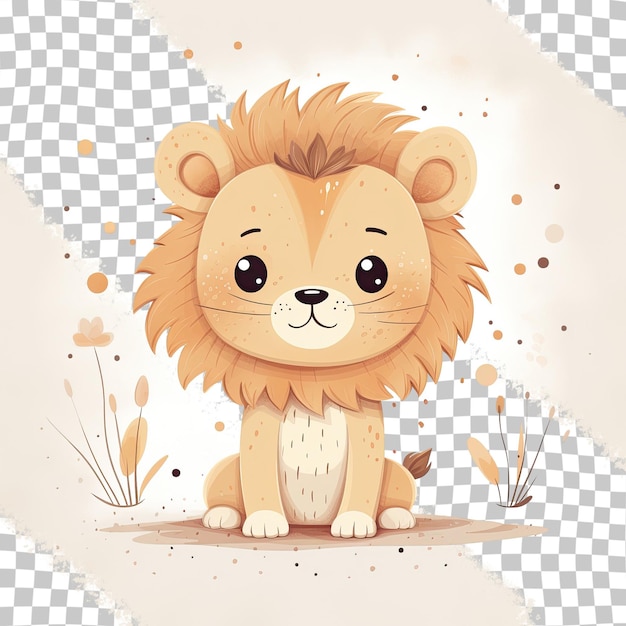 PSD ilustração de um leão bebê como um rei isolado em um fundo transparente