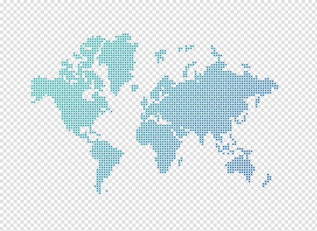 PSD ilustração de um mapa do mundo azul feito de estrelas em um fundo transparente