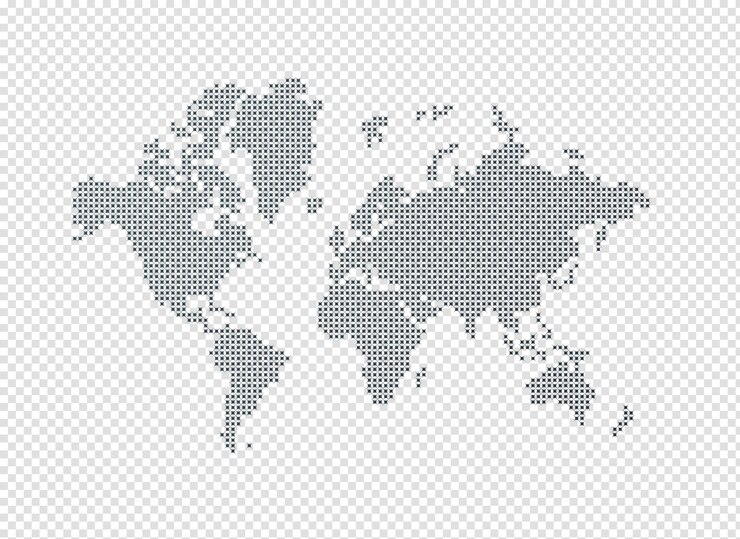PSD ilustração de um mapa-múndi preto feito de estrelas em um fundo transparente