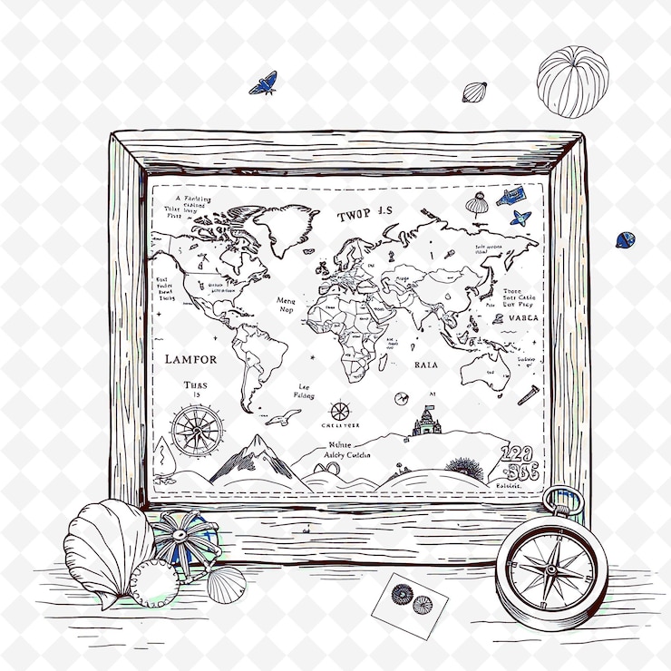 PSD ilustração de um mapa mundial antigo