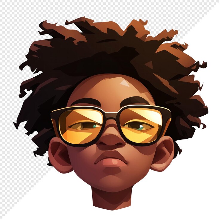 PSD ilustração de um menino afro com óculos de sol