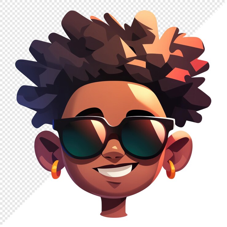 PSD ilustração de um menino afro legal usando óculos de sol