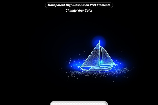 PSD ilustração de um navio feito de polígonos e pontos