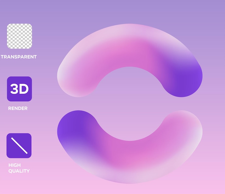 PSD ilustração de um objeto 3d em forma de meio círculo