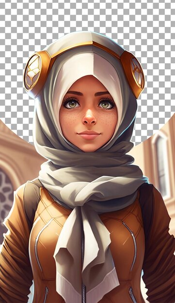 PSD ilustração de um personagem de desenho animado 3d de uma mulher muçulmana em fundo transparente