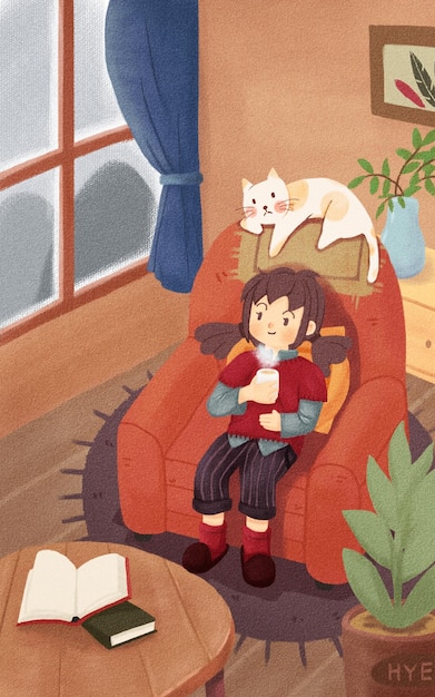 Ilustração de um quarto quente de inverno2