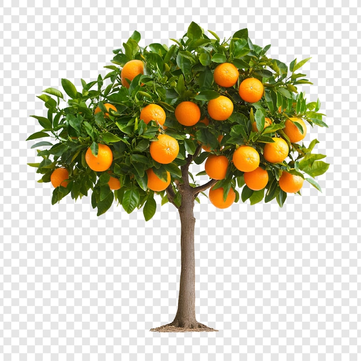 PSD ilustração de uma árvore frutífera laranja vibrante