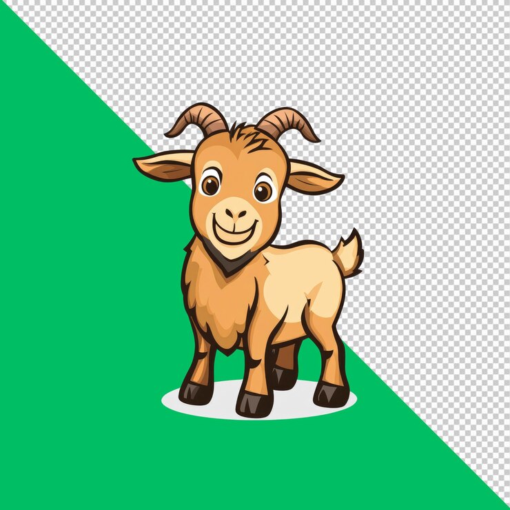PSD ilustração de uma cabra de desenho animado adorável desenho de personagens de animais de fazenda feliz