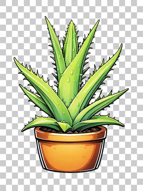 Ilustração de uma planta de aloe vera em vaso em fundo transparente