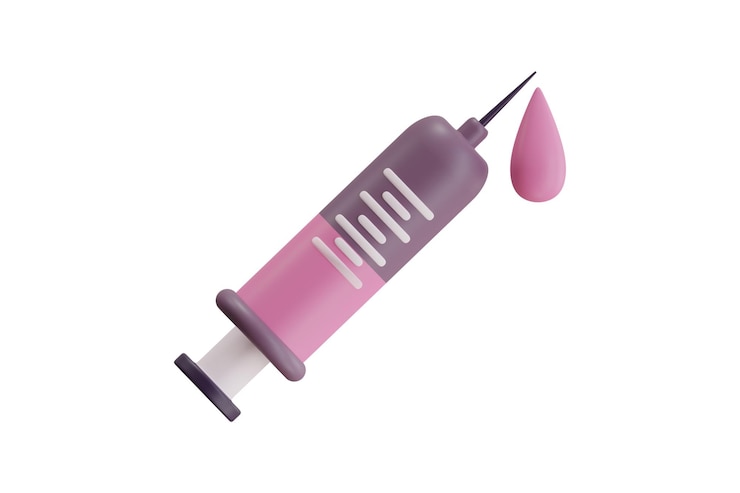 PSD ilustração de uma seringa rosa com um ícone 3d de gota