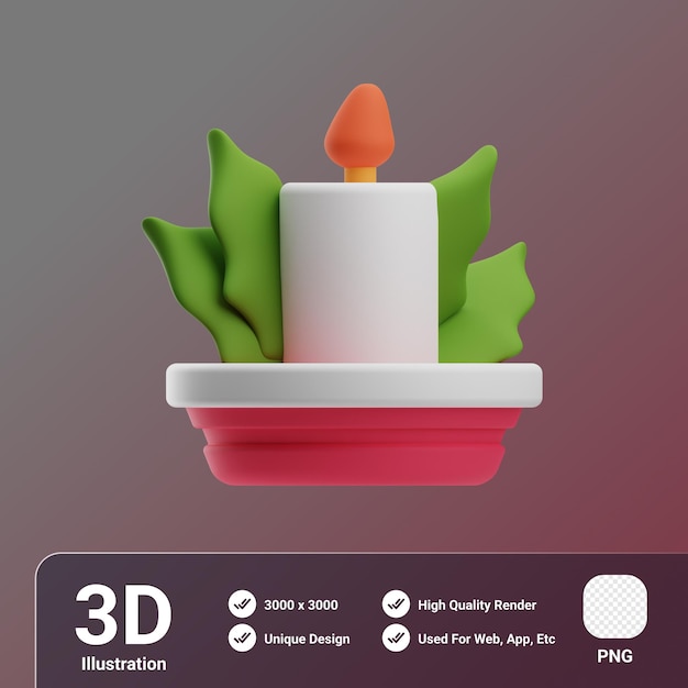 PSD ilustração de vela de natal 3d