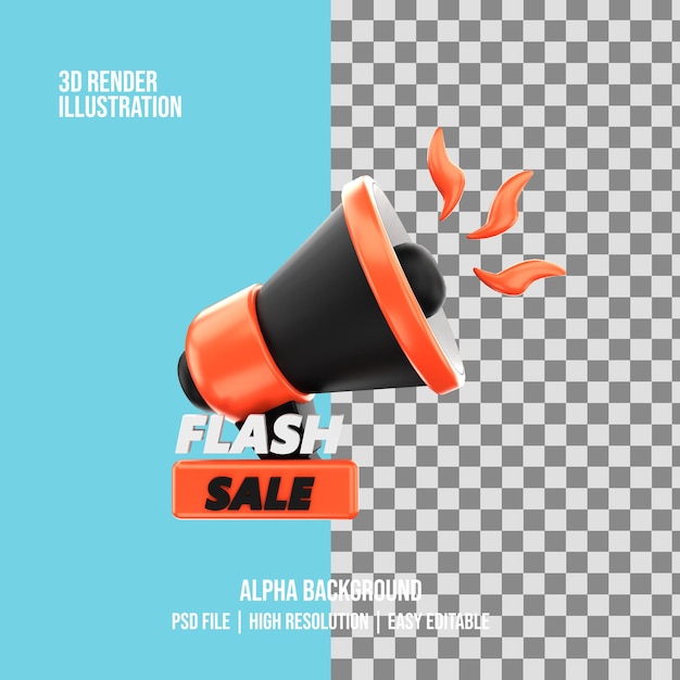 PSD ilustração de venda flash de renderização 3d