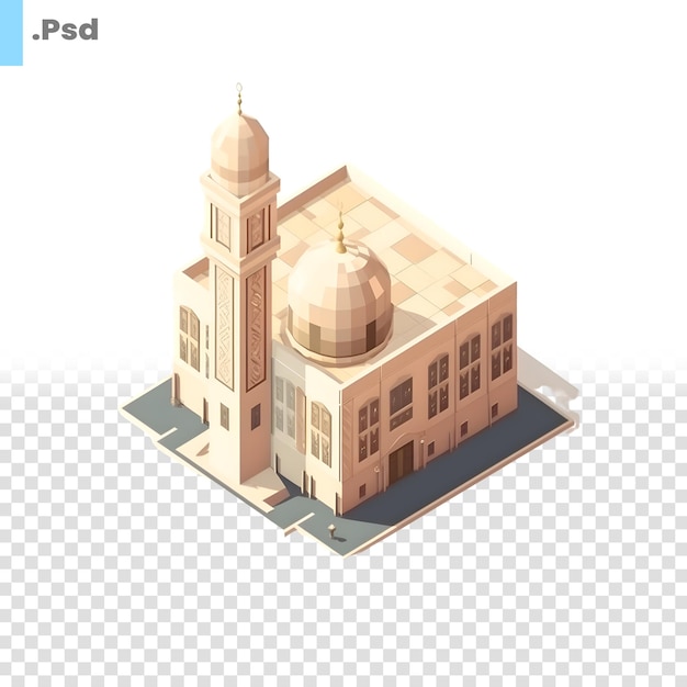 PSD ilustração de vetor isométrico de construção de mesquita islâmica eps 10 modelo psd
