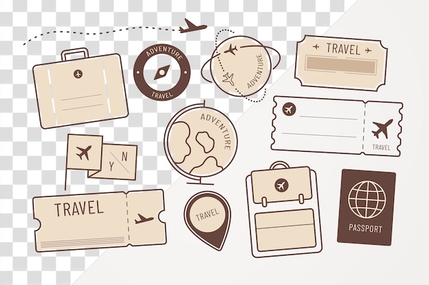 Ilustração de viagem marrom PNG com fundo transparente