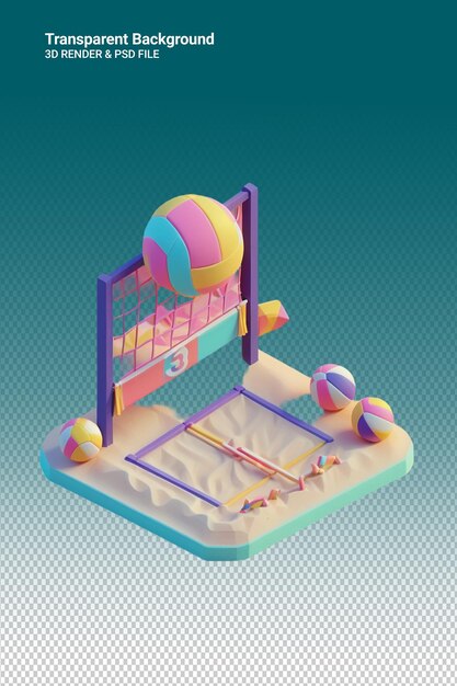 PSD ilustração de voleibol psd 3d isolada em fundo transparente