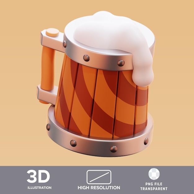 Ilustração de xícara de cerveja PSD 3D