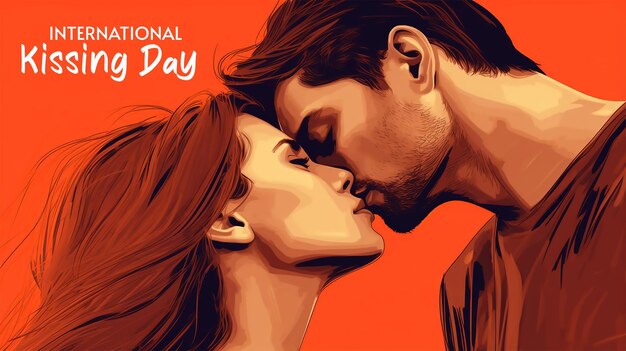 PSD ilustração desenhada à mão do dia internacional do beijo