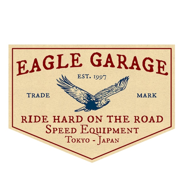 Ilustração desenhada à mão do logotipo da garagem de motocicletas vintage