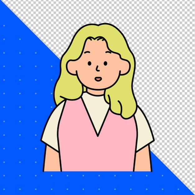 Ilustração desenhada à mão Vector plano de Humano para Avatares e Projetos de Perfil PNG Transparente BG