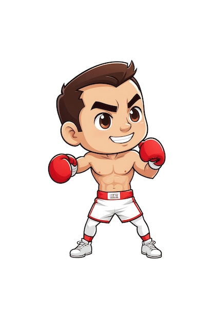 PSD ilustração desportiva de estilo desenho animado de um homem bonito a boxear