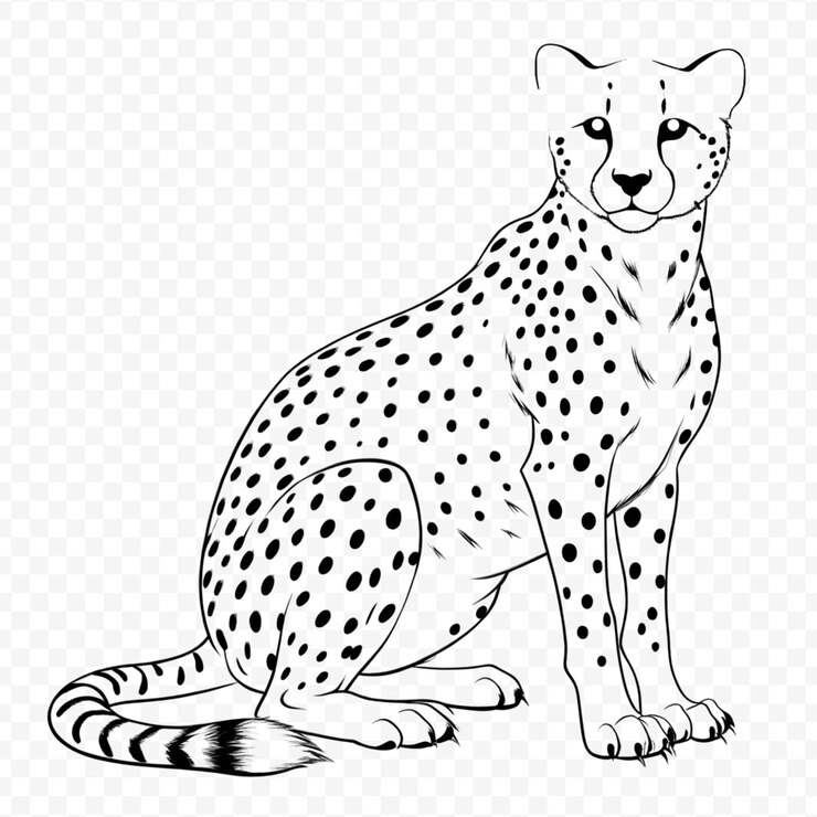 PSD ilustração detalhada de animal line art em fundo transparente