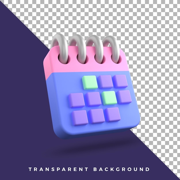 Ilustração do calendário do ícone 3d ativos do objeto colorido isolado alta qualidade