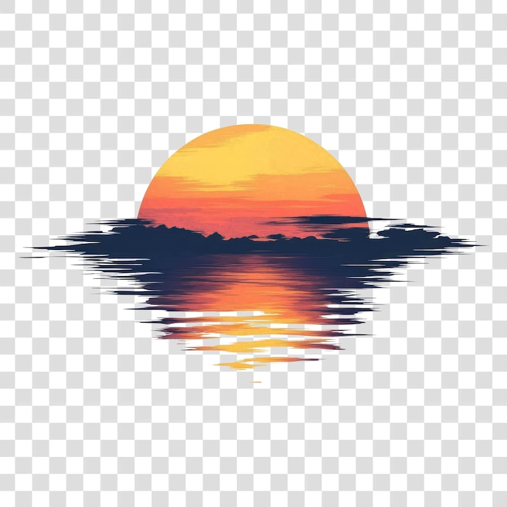 PSD ilustração do céu aquático do pôr-do-sol da png