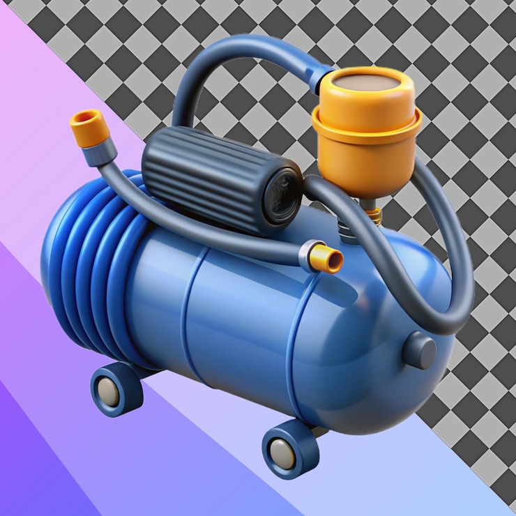 PSD ilustração do compressor de ar em modelo 3d