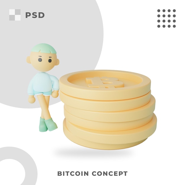 Ilustração do conceito de bitcoin 3d