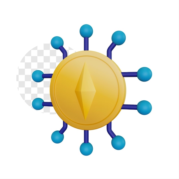 Ilustração do conceito de moeda de ouro ethereum 3d